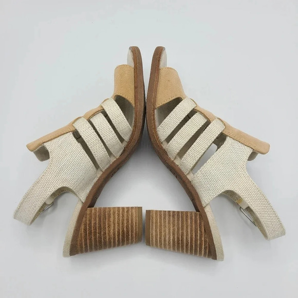 Toms Majorca NWOT Woven Suede Canvas Heels Sandals Honey Suede Yarn Dye 6.5 - Picture 8 of 14